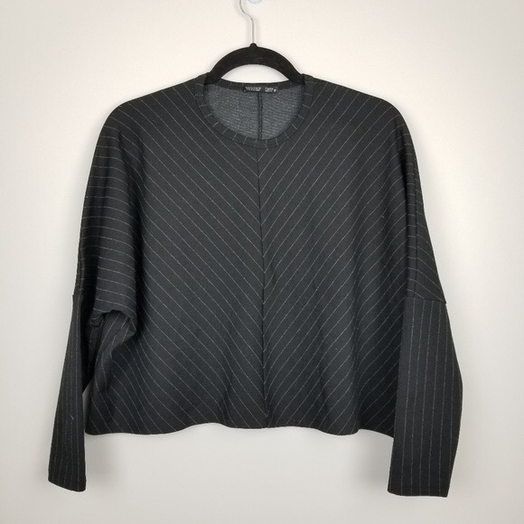 Zara cropped pinstripe longsleeve top - Small - Picture 1 of 5